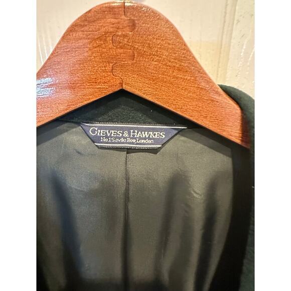 Gieves & Hawkes Men's Green 100% cashmere gold Button Front Blazer Coat Size 48 - Picture 11 of 13
